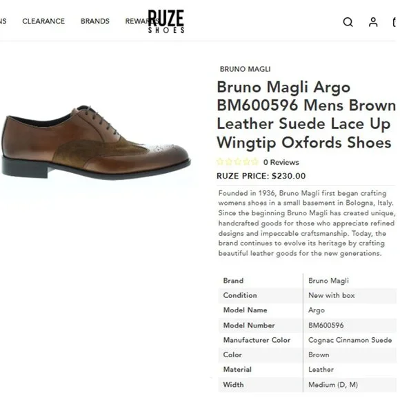 New Bruno Magli Italy Brown Leather Suede Wingtip Oxfords Mens 10M Dress Shoes - Picture 8 of 13